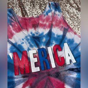 Social Media "Merica" Tie Dye Muscle